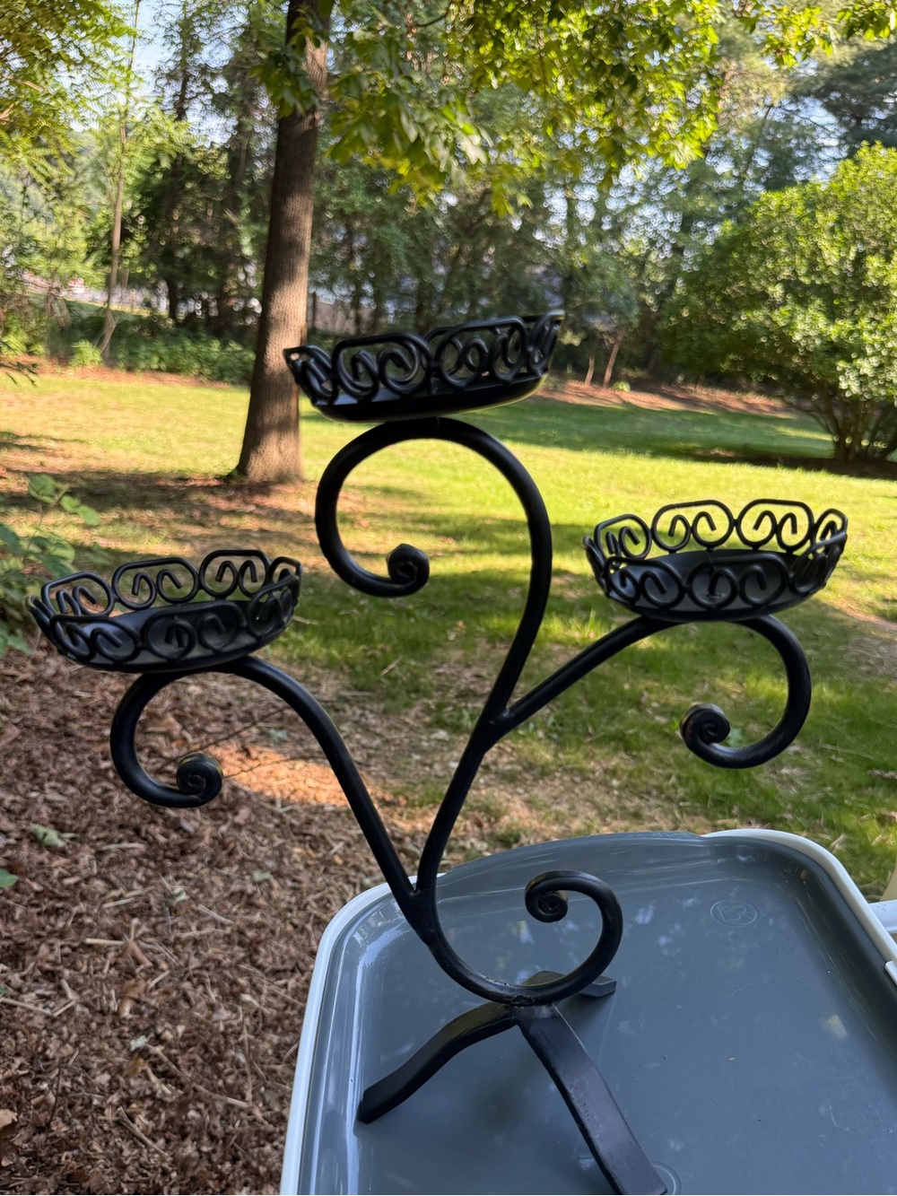 Black Metal 3-Arm Decorative Candle Holder